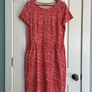 Boden Red and White Floral Midi Dress